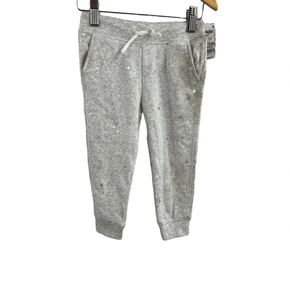 OshKosh‎ Oatmeal Heather Sweatpants Silver Stars 24 Month New